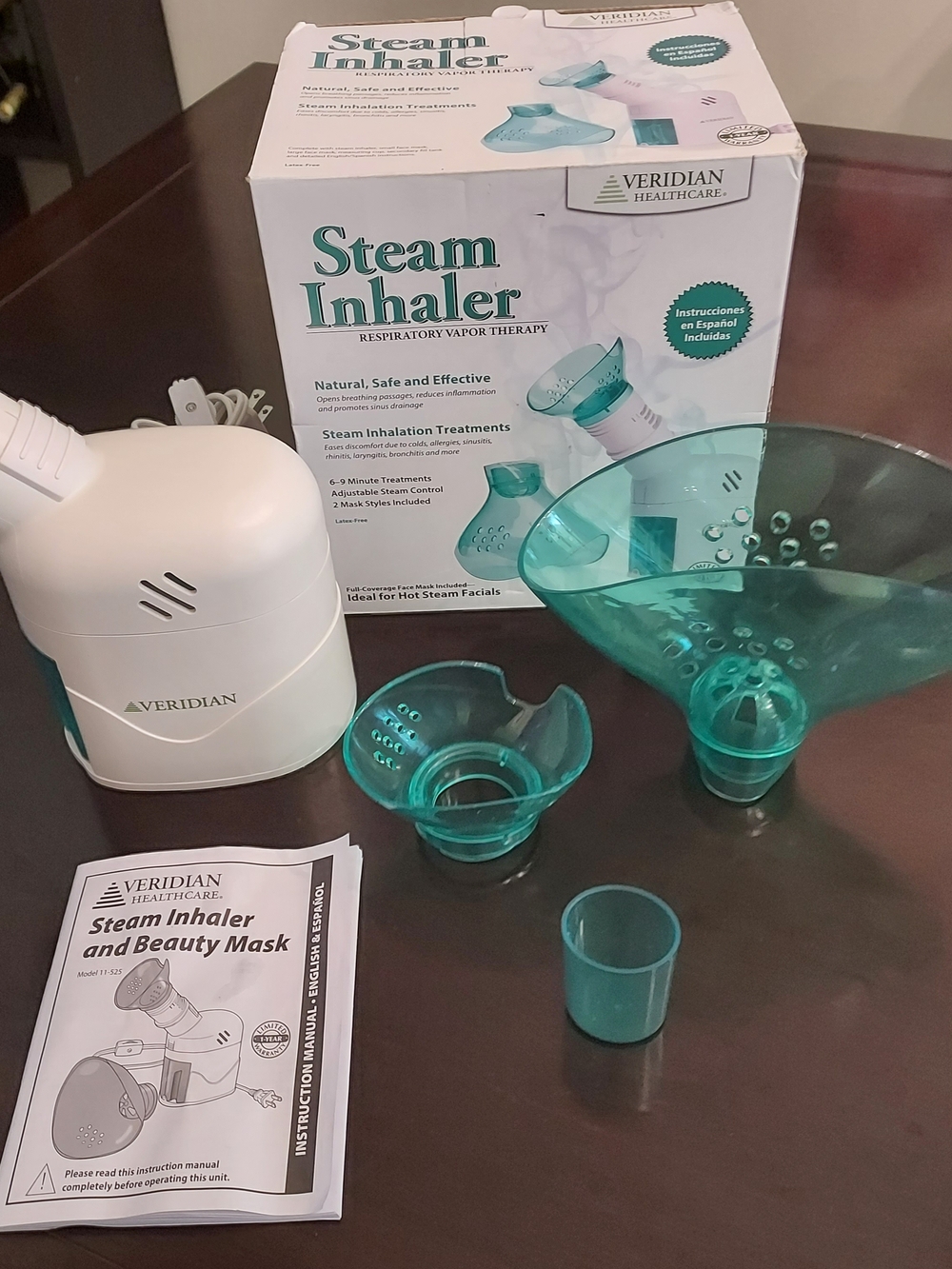 Steam Inhaler Respiratory Vapor Therapy/ Steam Facial  - White and Teal